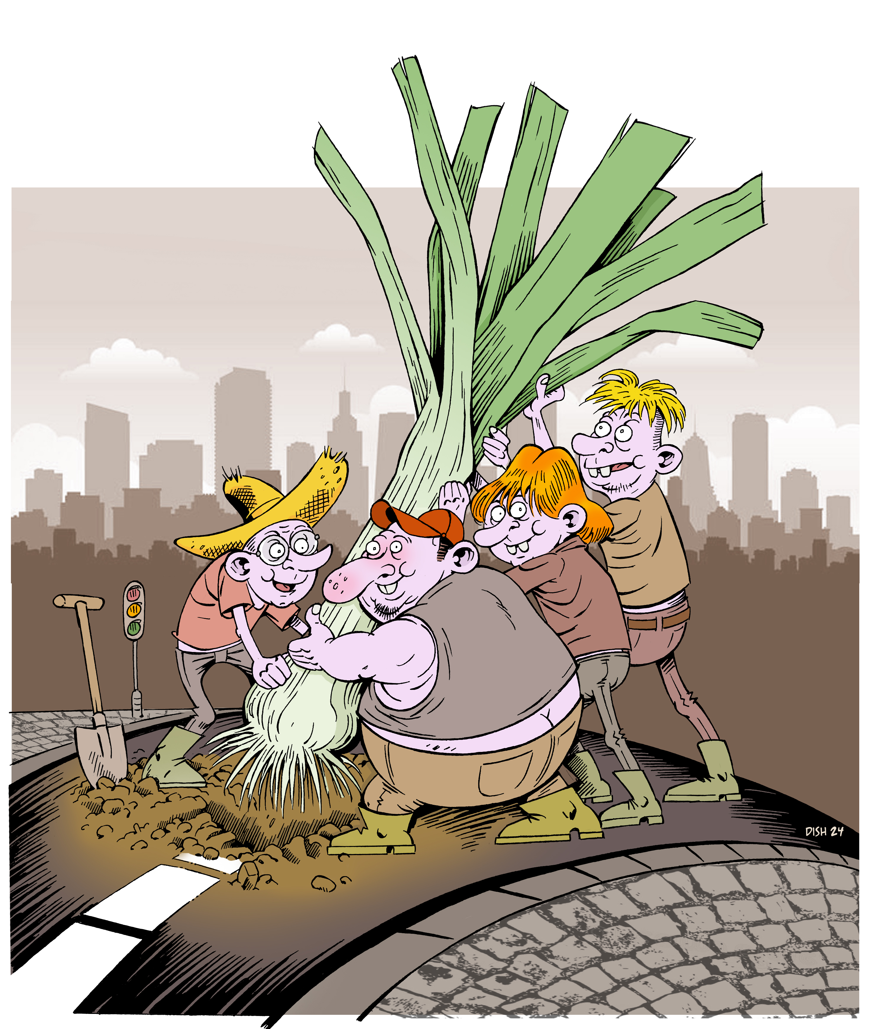 Dessin poireau depassent